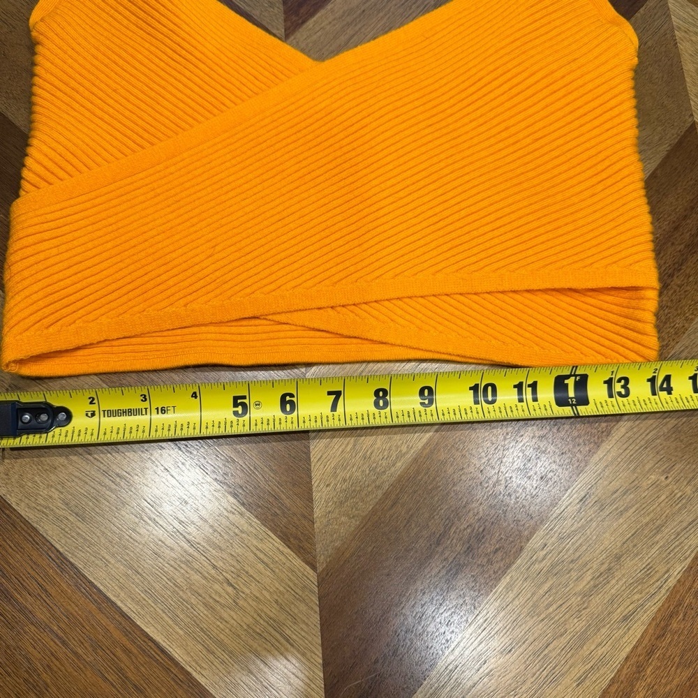 Orange Ribbed Wrap Crop Tank Top - Picture 5 of 6